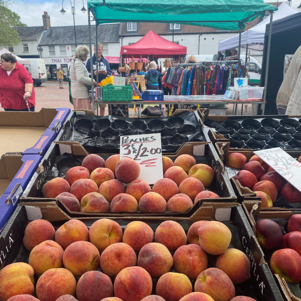 Fresh peaches from Fountain Fresh at Ely Markets